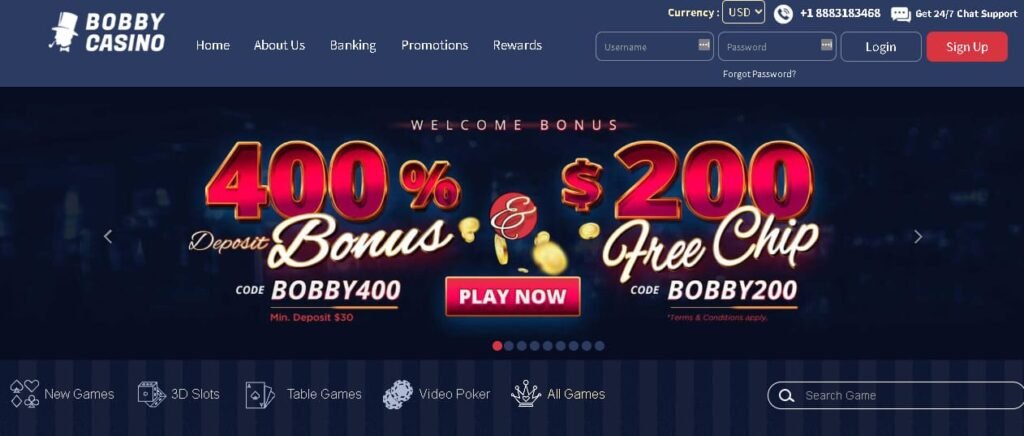 Bobby Casino home screen