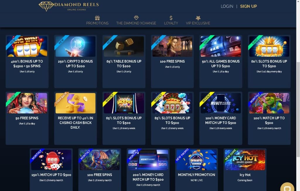 Diamond Reels Casino list of all games