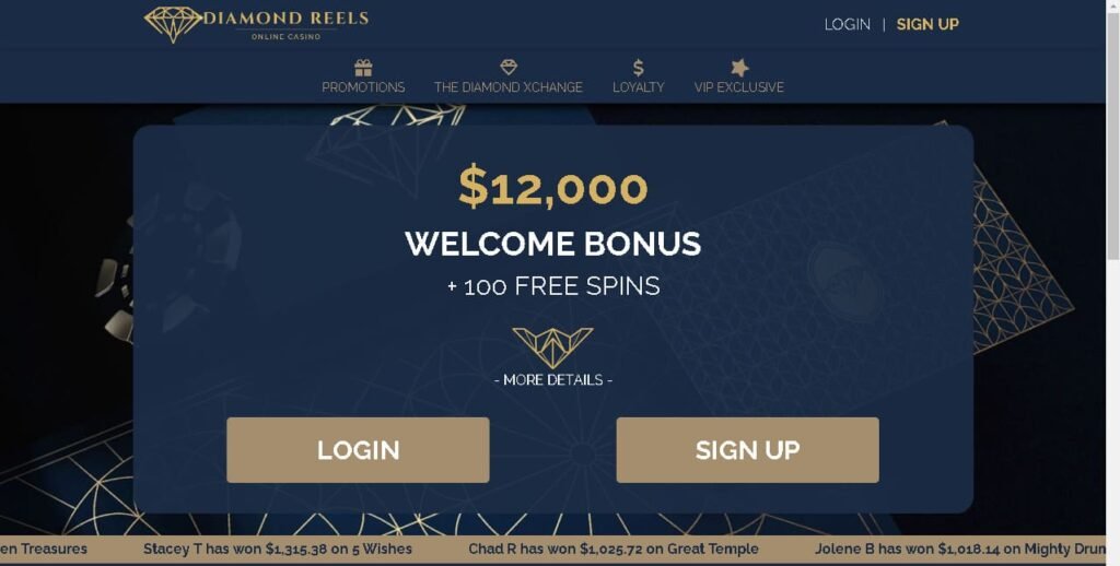 Diamond Reels Casino home page