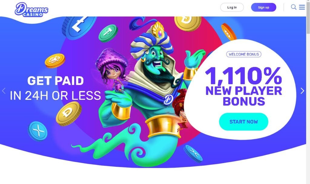 Dreams Casino home page