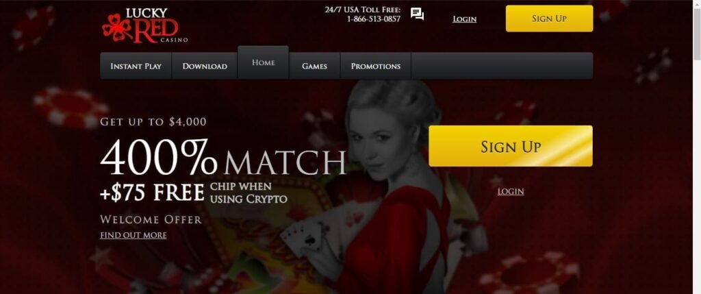 Lucky Red Casino home page