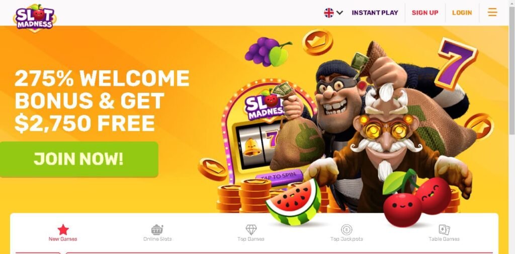 Slot Madness casino home page