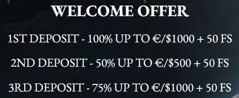 Axe Casino welcome offer on the first 3 deposits