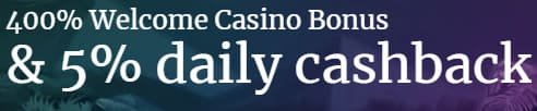 Black Magic Casino welcome bonus with 5% daily cashback