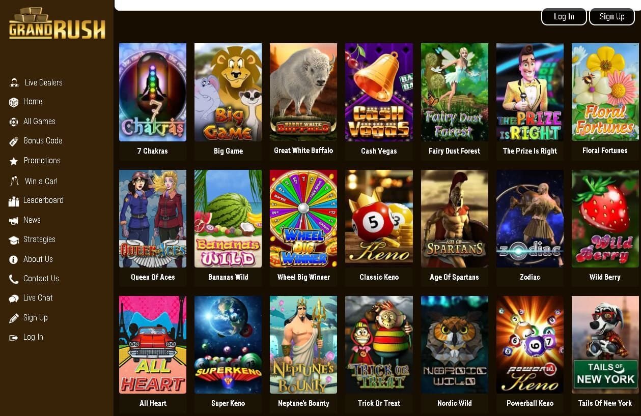 Grand Rush casino list of games